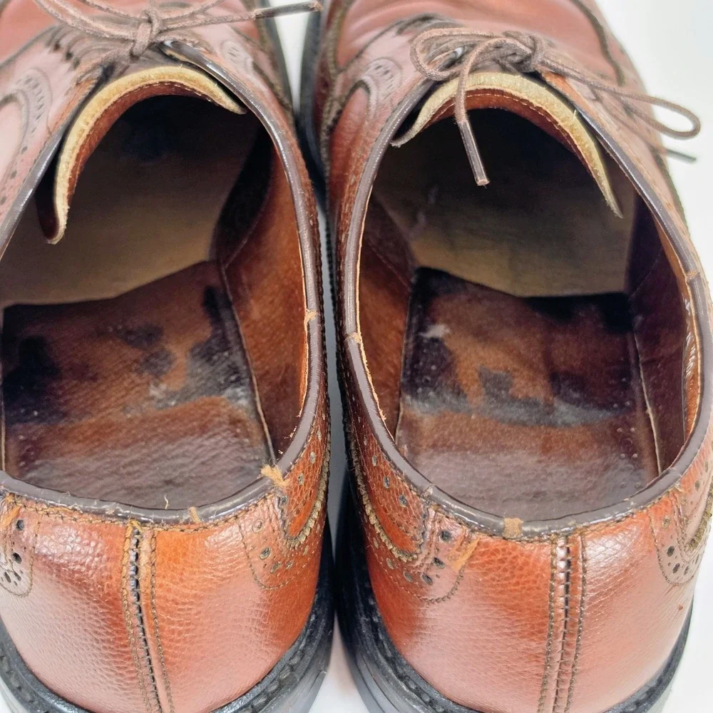 Vintage Men's Brown Leather Wingtip Oxford Dress Shoes Goodyear Welt Size 10.5 D